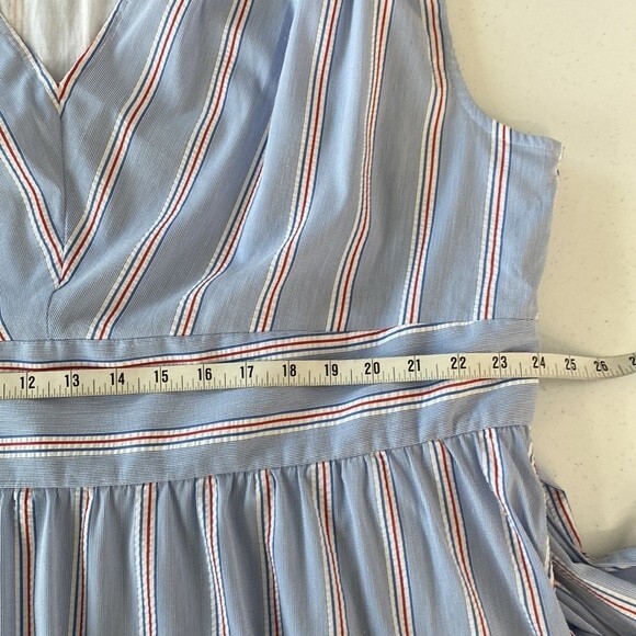 Vineyard Vines Nicholls Stripe Seersucker Tie-Waist Dress Cap Sleeve Bimini Blue - Picture 15 of 16